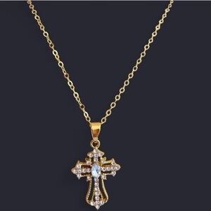Elegant Gold color Cross Pendant Necklace